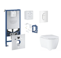 Grohe Rapid SLX - Set předstěnové instalace, klozetu, sedátka SoftClose, tlačítka Arena Cosmopolitan a sady pro vhazování tablet