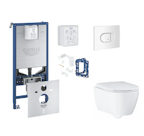 Grohe Rapid SLX - Set předstěnové instalace, klozetu, sedátka SoftClose, tlačítka Arena Cosmopolitan a sady pro vhazování tablet