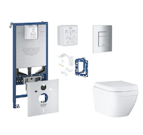 Grohe Rapid SLX - Set předstěnové instalace, klozetu, sedátka SoftClose, tlačítka Skate Cosmopolitan a sady pro vhazování tablet