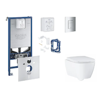 Grohe Rapid SLX - Set předstěnové instalace, klozetu, sedátka SoftClose, tlačítka Skate Cosmopolitan a sady pro vhazování tablet