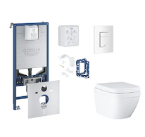 Grohe Rapid SLX - Set předstěnové instalace, klozetu, sedátka SoftClose, tlačítka Skate Cosmopolitan a sady pro vhazování tablet