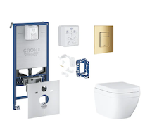 Grohe Rapid SLX - Set předstěnové instalace, klozetu, sedátka SoftClose, tlačítka Skate Cosmopolitan a sady pro vhazování tablet