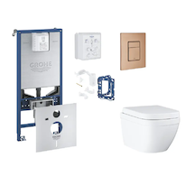 Grohe Rapid SLX - Set předstěnové instalace, klozetu, sedátka SoftClose, tlačítka Skate Cosmopolitan a sady pro vhazování tablet