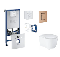 Grohe Rapid SLX - Set předstěnové instalace, klozetu, sedátka SoftClose, tlačítka Skate Cosmopolitan a sady pro vhazování tablet