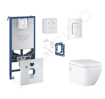 Grohe Rapid SLX - Set předstěnové instalace, klozetu, sedátka SoftClose, tlačítka Skate Cosmopolitan a sady pro vhazování tablet