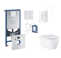 Grohe Rapid SLX - Set předstěnové instalace, klozetu, sedátka SoftClose, tlačítka Skate Cosmopolitan a sady pro vhazování tablet