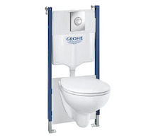 Grohe Solido - Sada pro závěsné WC + klozet a sedátko softclose Bau Ceramic, rimless, tlačítko Sail, chrom 39415000
