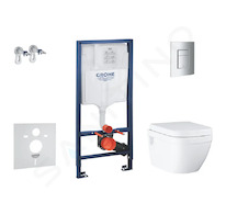 Grohe Solido - Set předstěnové instalace, klozetu a sedátka Euro Ceramic, softclose, tlačítko Even, chrom SANI15BB1104