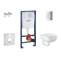 Grohe Solido - Set předstěnové instalace, klozetu a sedátka Start Edge Ceramic, softclose, tlačítko Even, chrom SANI15BB1103