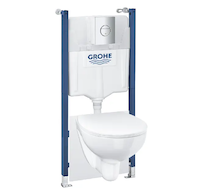 Grohe Solido - Set předstěnové instalace, klozetu Bau Ceramic a sedátka Slim softclose, tlačítka Sail, chrom/bílá 39900000