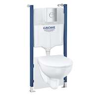Grohe Solido - Set předstěnové instalace, klozetu Bau Ceramic a sedátka Slim softclose, tlačítka Sail, chrom/bílá 39900000