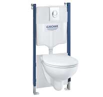 Grohe Solido - Set předstěnové instalace, klozetu Bau Ceramic a sedátka softclose, tlačítko Start, chrom 39419000
