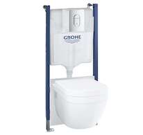 Grohe Solido - Set předstěnové instalace, klozetu Euro Ceramic a sedátka softclose, tlačítko Arena Cosmopolitan, chrom 39700000