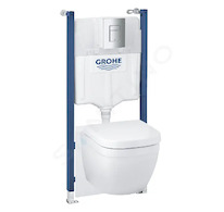 Grohe Solido - Set předstěnové instalace, klozetu Euro Ceramic a sedátka softclose, tlačítko Skate Cosmopolitan, chrom 39890000