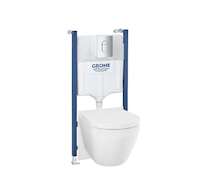 Grohe Solido - Set předstěnové instalace, klozetu Euro Ceramic, sedátka SoftClose a tlačítka Arena Cosmopolitan, Triple Vortex,