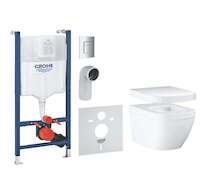 Grohe Solido - Set předstěnové instalace s příslušenstvím, klozetu Euro Ceramic a sedátka softclose, tlačítko Skate Cosmopolitan