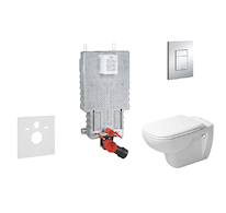 Grohe Uniset - Set předstěnové instalace, klozetu a sedátka D-Code, Rimless, SoftClose, tlačítka Skate Cosmo, chrom 38643SET-KK
