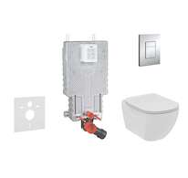 Grohe Uniset - Set předstěnové instalace, klozetu a sedátka Ideal Standard Tesi, tlačítka Skate Cosmopolitan, chrom 38643SET-KE