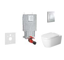 Grohe Uniset - Set předstěnové instalace, klozetu a sedátka ME by Starck, Rimless, SoftClose, tlačítka Skate Cosmo, chrom 38643S