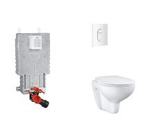 Grohe Uniset - Set předstěnové instalace, klozetu, sedátka SoftClose a tlačítka Arena Cosmopolitan, alpská bílá SANI15BB3102