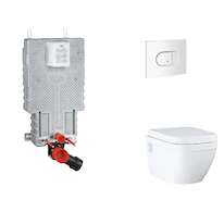 Grohe Uniset - Set předstěnové instalace, klozetu, sedátka SoftClose a tlačítka Arena Cosmopolitan, alpská bílá SANI15BB3112