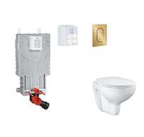 Grohe Uniset - Set předstěnové instalace, klozetu, sedátka SoftClose a tlačítka Arena Cosmopolitan S, kartáčovaný Cool Sunrise S