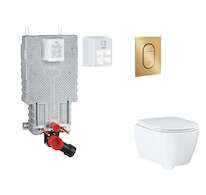 Grohe Uniset - Set předstěnové instalace, klozetu, sedátka SoftClose a tlačítka Arena Cosmopolitan S, kartáčovaný Cool Sunrise S