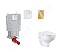 Grohe Uniset - Set předstěnové instalace, klozetu, sedátka SoftClose a tlačítka Arena Cosmopolitan S, kartáčovaný Cool Sunrise S