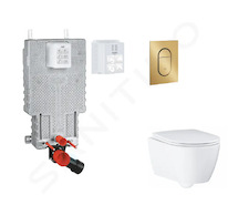 Grohe Uniset - Set předstěnové instalace, klozetu, sedátka SoftClose a tlačítka Arena Cosmopolitan S, kartáčovaný Cool Sunrise S