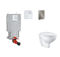 Grohe Uniset - Set předstěnové instalace, klozetu, sedátka SoftClose a tlačítka Arena Cosmopolitan S, kartáčovaný Hard Graphite 