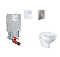 Grohe Uniset - Set předstěnové instalace, klozetu, sedátka SoftClose a tlačítka Arena Cosmopolitan S, kartáčovaný Hard Graphite 