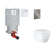 Grohe Uniset - Set předstěnové instalace, klozetu, sedátka SoftClose a tlačítka Arena Cosmopolitan S, kartáčovaný Hard Graphite