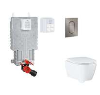 Grohe Uniset - Set předstěnové instalace, klozetu, sedátka SoftClose a tlačítka Arena Cosmopolitan S, kartáčovaný Hard Graphite