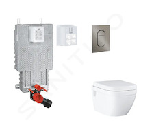 Grohe Uniset - Set předstěnové instalace, klozetu, sedátka SoftClose a tlačítka Arena Cosmopolitan S, kartáčovaný Hard Graphite