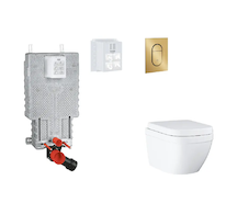 Grohe Uniset - Set předstěnové instalace, klozetu, sedátka SoftClose a tlačítka Arena Cosmopolitan S, Triple Vortex, kartáčovaný