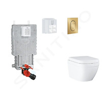 Grohe Uniset - Set předstěnové instalace, klozetu, sedátka SoftClose a tlačítka Arena Cosmopolitan S, Triple Vortex, kartáčovaný