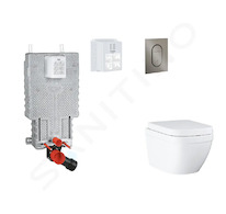Grohe Uniset - Set předstěnové instalace, klozetu, sedátka SoftClose a tlačítka Arena Cosmopolitan S, Triple Vortex, kartáčovaný