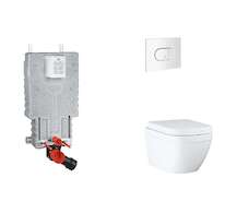 Grohe Uniset - Set předstěnové instalace, klozetu, sedátka SoftClose a tlačítka Arena Cosmopolitan, Triple Vortex, alpská bílá S