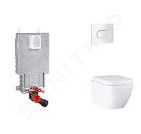 Grohe Uniset - Set předstěnové instalace, klozetu, sedátka SoftClose a tlačítka Arena Cosmopolitan, Triple Vortex, alpská bílá S