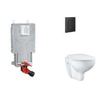 Grohe Uniset - Set předstěnové instalace, klozetu, sedátka SoftClose a tlačítka Even, phantom black SANI15BB5101