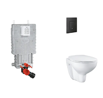 Grohe Uniset - Set předstěnové instalace, klozetu, sedátka SoftClose a tlačítka Even, phantom black SANI15BB5101