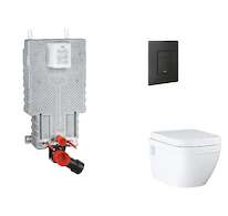 Grohe Uniset - Set předstěnové instalace, klozetu, sedátka SoftClose a tlačítka Even, phantom black SANI15BB5107