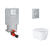 Grohe Uniset - Set předstěnové instalace, klozetu, sedátka SoftClose a tlačítka Skate Cosmopolitan, kartáčovaná nerezová ocel SA