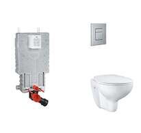 Grohe Uniset - Set předstěnové instalace, klozetu, sedátka SoftClose a tlačítka Skate Cosmopolitan, kartáčovaná nerezová ocel SA