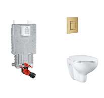Grohe Uniset - Set předstěnové instalace, klozetu, sedátka SoftClose a tlačítka Skate Cosmopolitan, kartáčovaný Cool Sunrise SAN