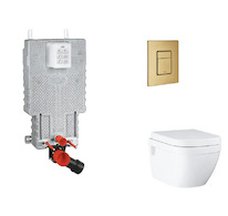 Grohe Uniset - Set předstěnové instalace, klozetu, sedátka SoftClose a tlačítka Skate Cosmopolitan, kartáčovaný Cool Sunrise SAN