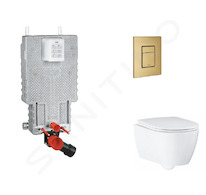Grohe Uniset - Set předstěnové instalace, klozetu, sedátka SoftClose a tlačítka Skate Cosmopolitan, kartáčovaný Cool Sunrise SAN