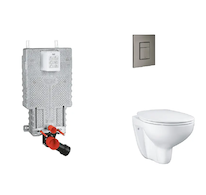 Grohe Uniset - Set předstěnové instalace, klozetu, sedátka SoftClose a tlačítka Skate Cosmopolitan, kartáčovaný Hard Graphite SA