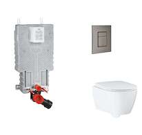 Grohe Uniset - Set předstěnové instalace, klozetu, sedátka SoftClose a tlačítka Skate Cosmopolitan, kartáčovaný Hard Graphite SA