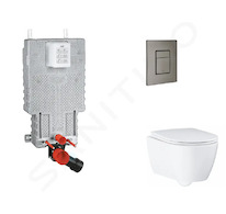Grohe Uniset - Set předstěnové instalace, klozetu, sedátka SoftClose a tlačítka Skate Cosmopolitan, kartáčovaný Hard Graphite SA